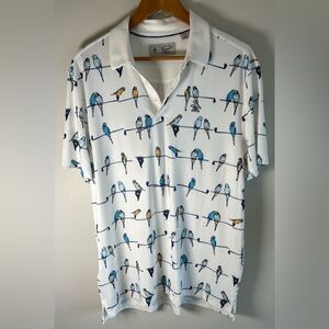Original Penguin Golf Shirt Men's L Performance Sleeve Polo Parrot's Club EUC